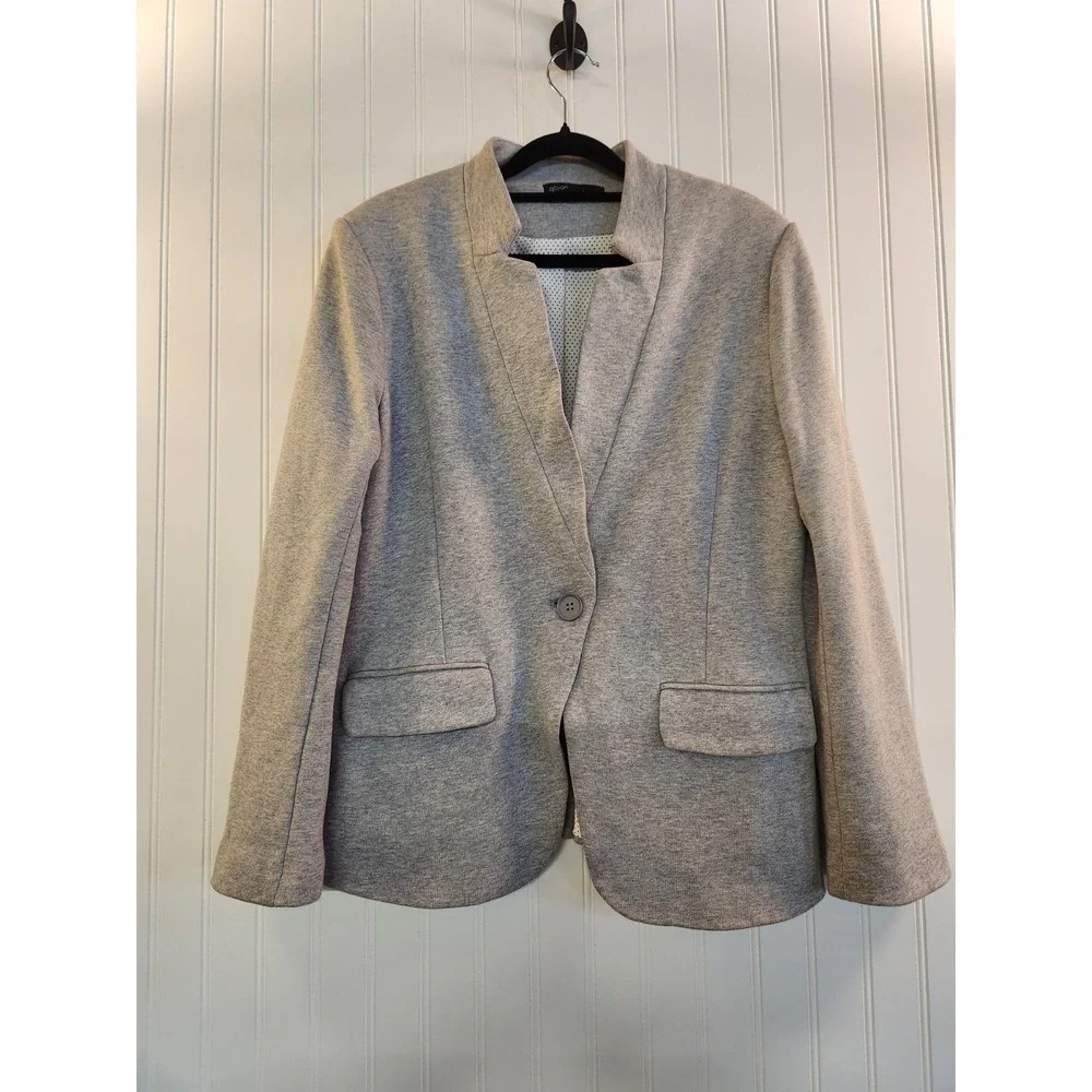 NEW Gibson Women Heather Grey Jersey Knit Blazer Size L Office Work Career Cozy - Picture 1 of 11